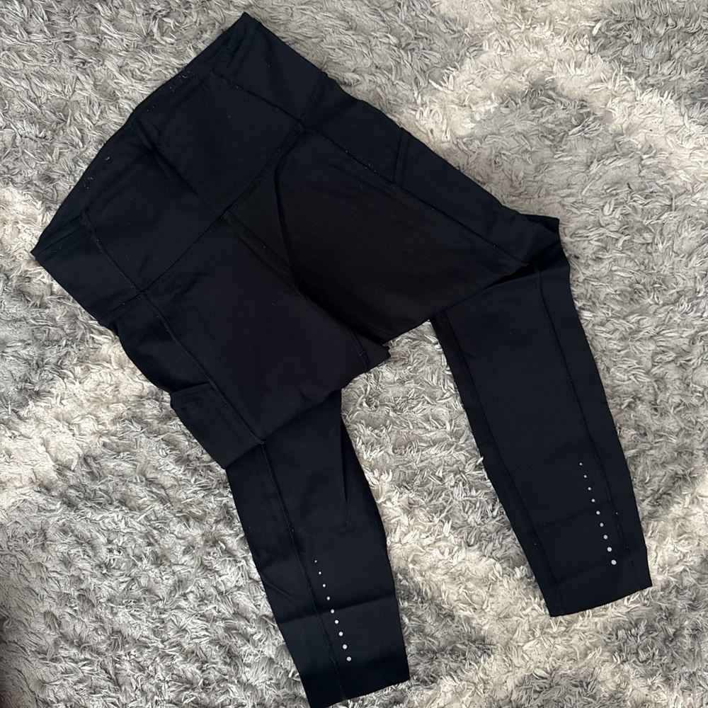 Lululemon Black Leggings with Silver Accents